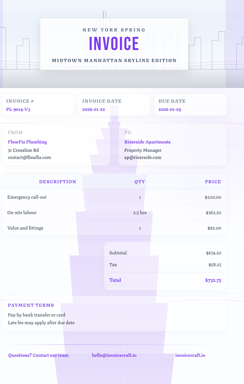 Professional invoice made with InvoiceCraft