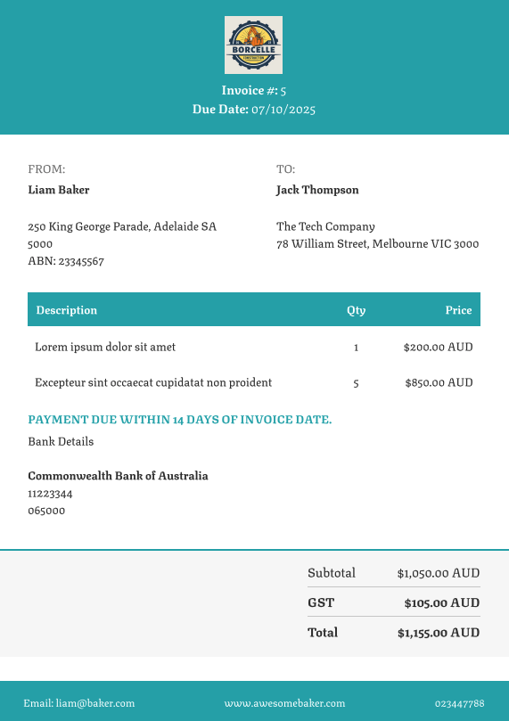 Live invoice PDF preview