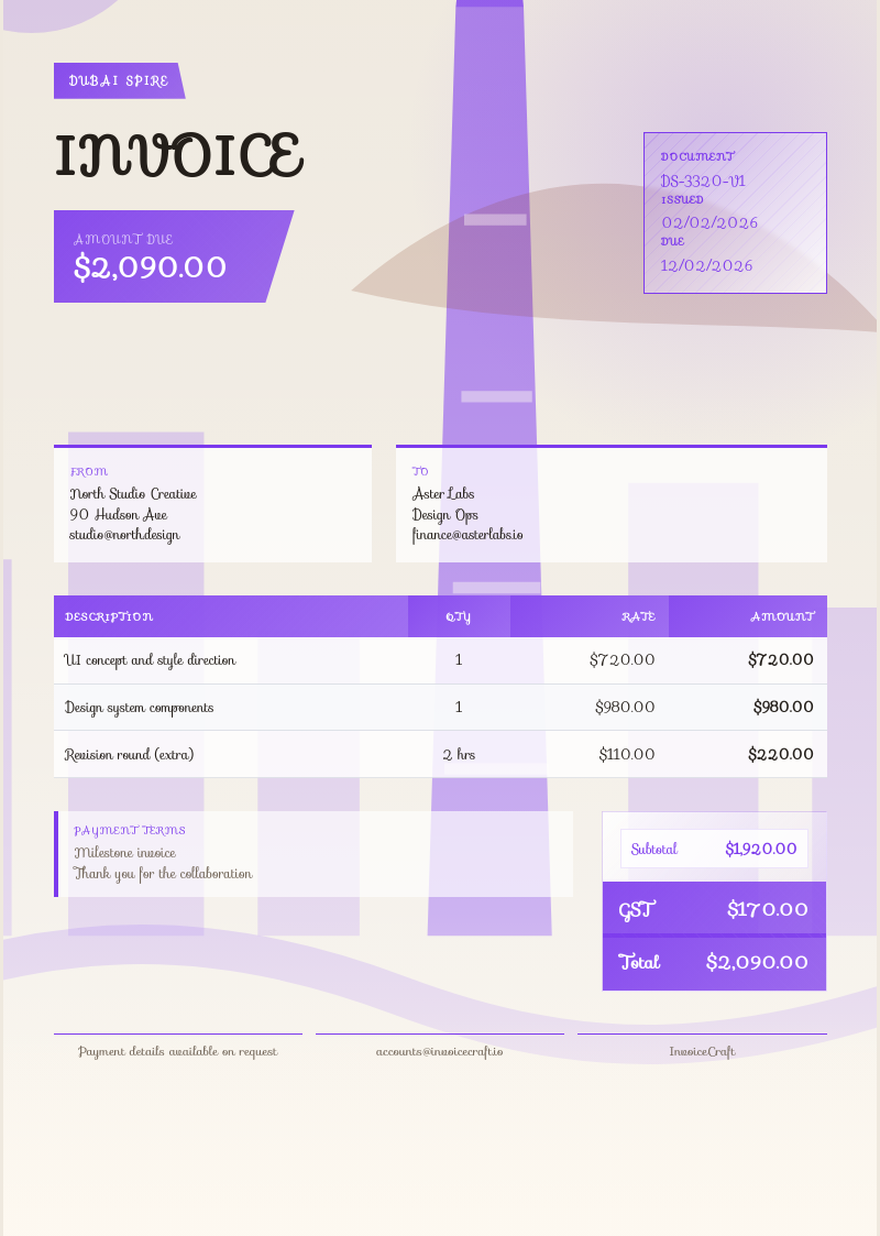 Dubai Spire invoice preview v1