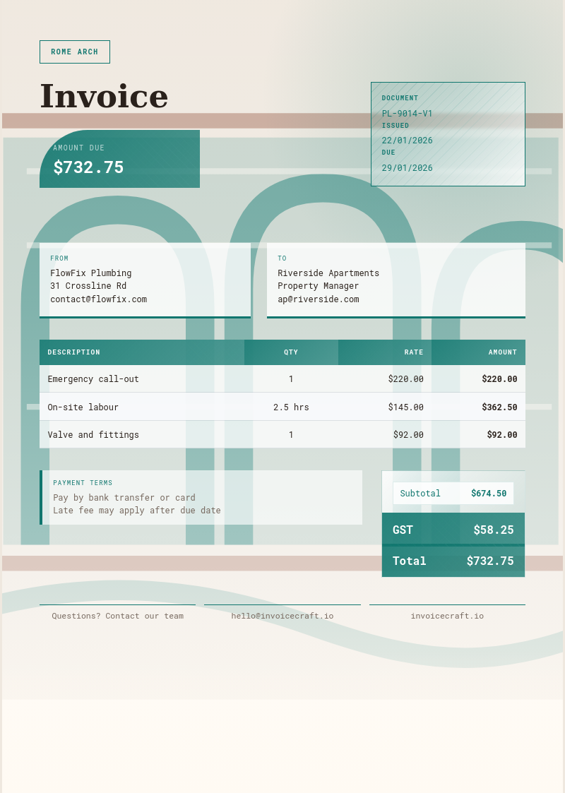 Rome Arch invoice preview v1