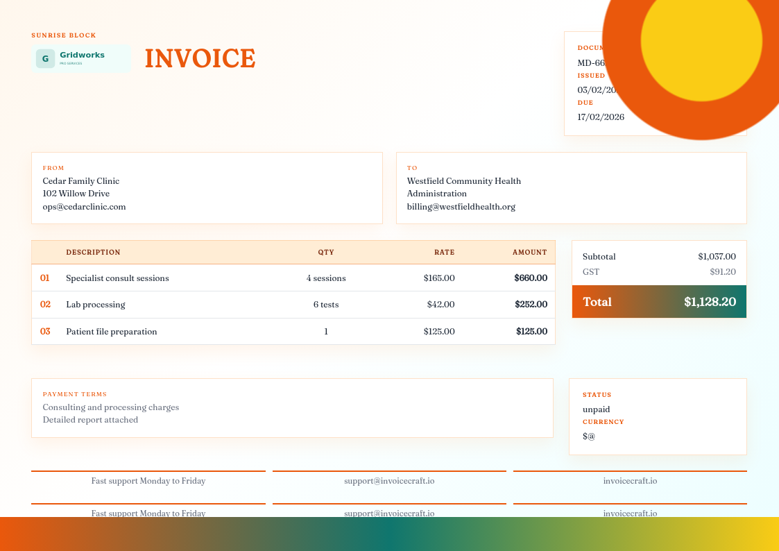 Sunrise Block invoice preview v1